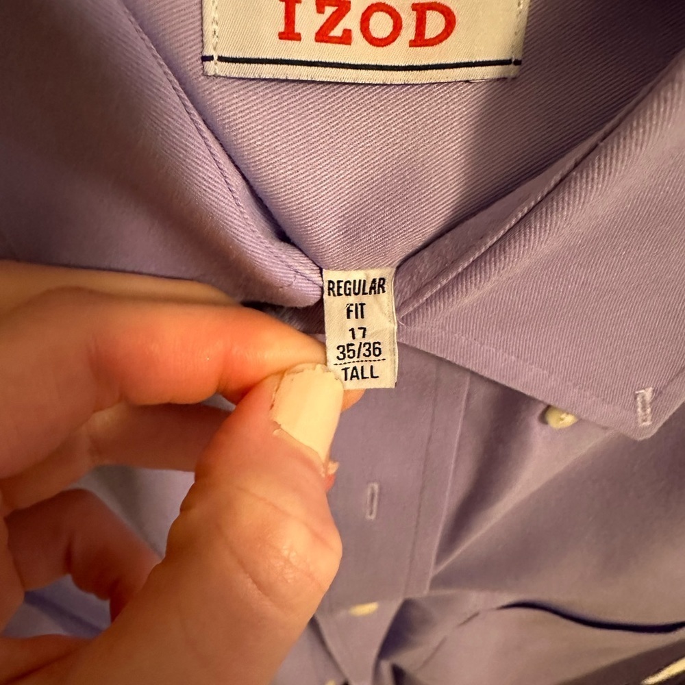 Izod Regular Fit Button Down Shirt 17 35/36 - Picture 4 of 10